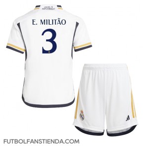 Real Madrid Eder Militao #3 Primera Equipación Niños 2023-24 Manga Corta (+ Pantalones cortos)